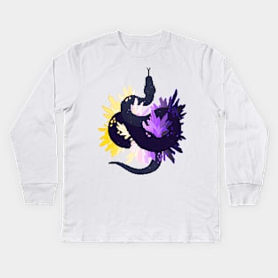 Nonbinary Pride Flag Galaxy Python Kids Long Sleeve T-Shirt